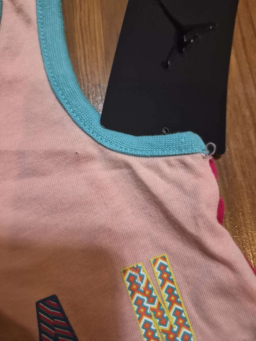 Super Cute Jordan Pink and Teal Infant Romper with Bow Headband